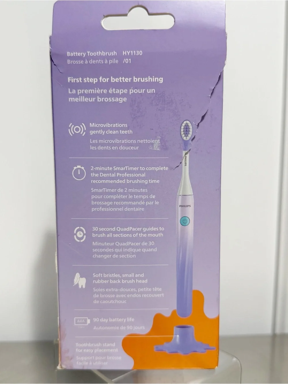 Philips One by Sonicare for Kids Battery Toothbrush for Ages 3+ ~ Purple ~ NIB